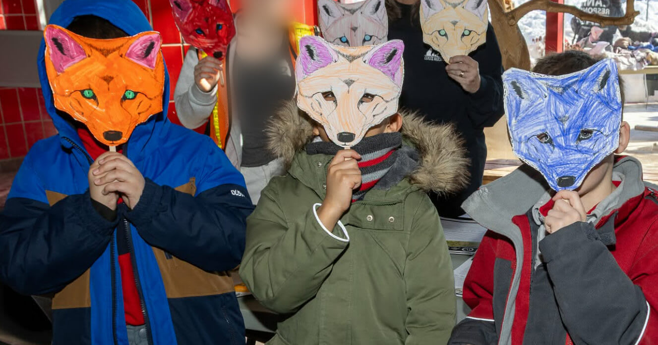Kids wearing Coyote Watch Canada masks