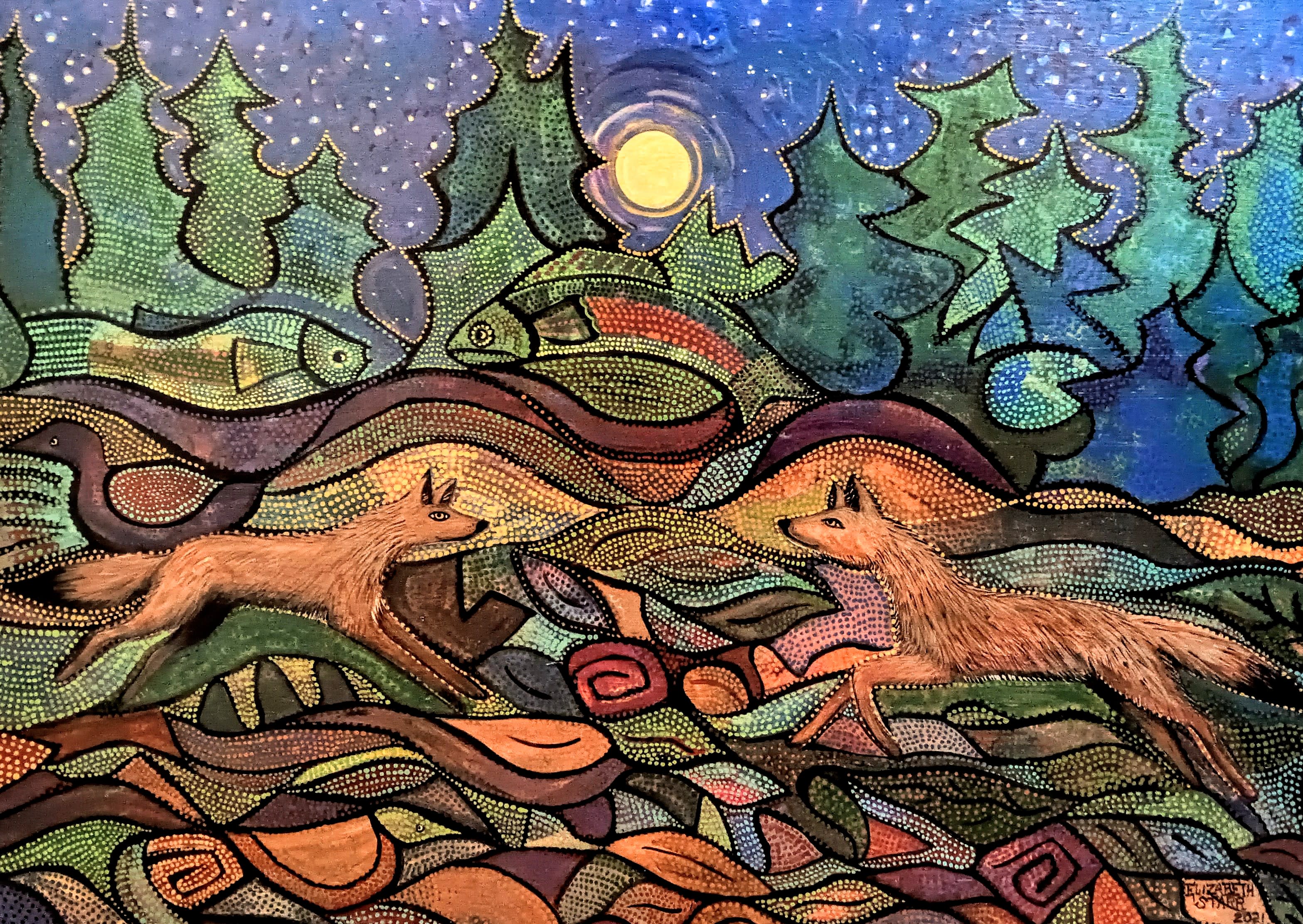 Running to Love by Elizabeth Starr acrylic on wood